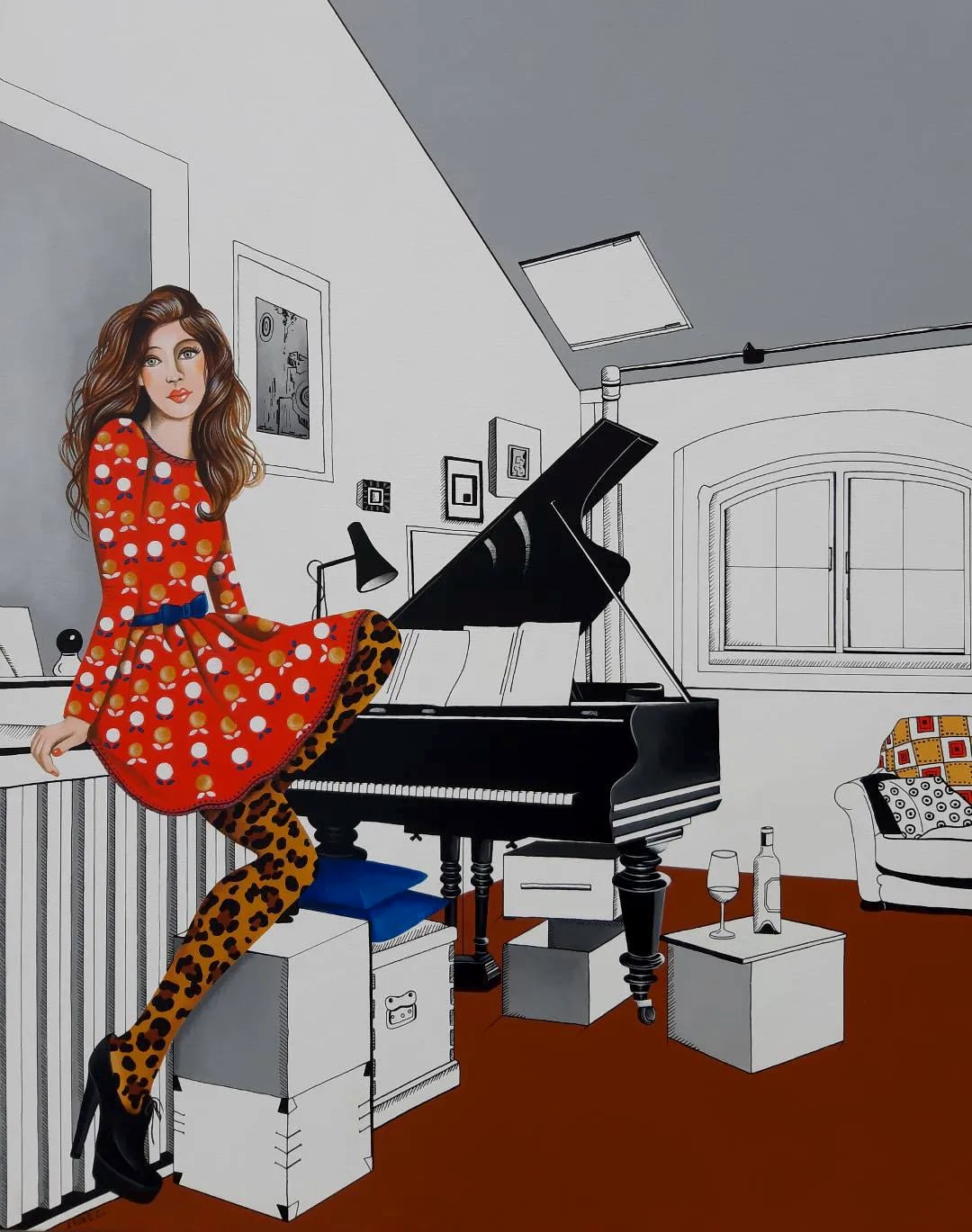 « 4 mn 33 », acrylique sur toile, 70 × 80 cm, par Laure C.