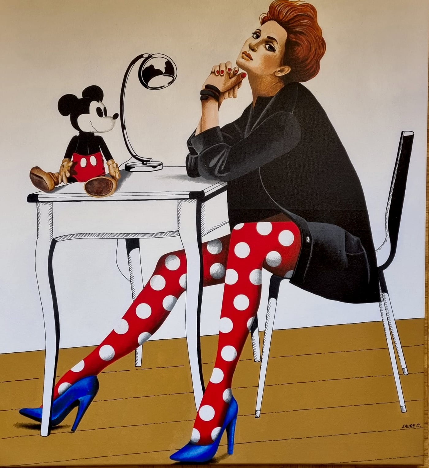 « Au poste ! », acrylique sur toile, 70 × 80 cm, par Laure C.