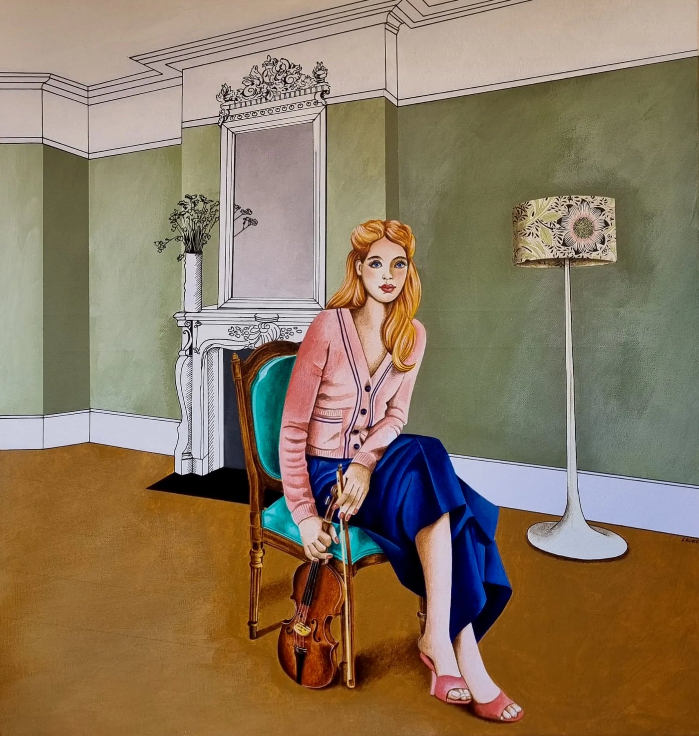 « Sortie de scène », acrylique sur toile, 70 × 80 cm, par Laure C.