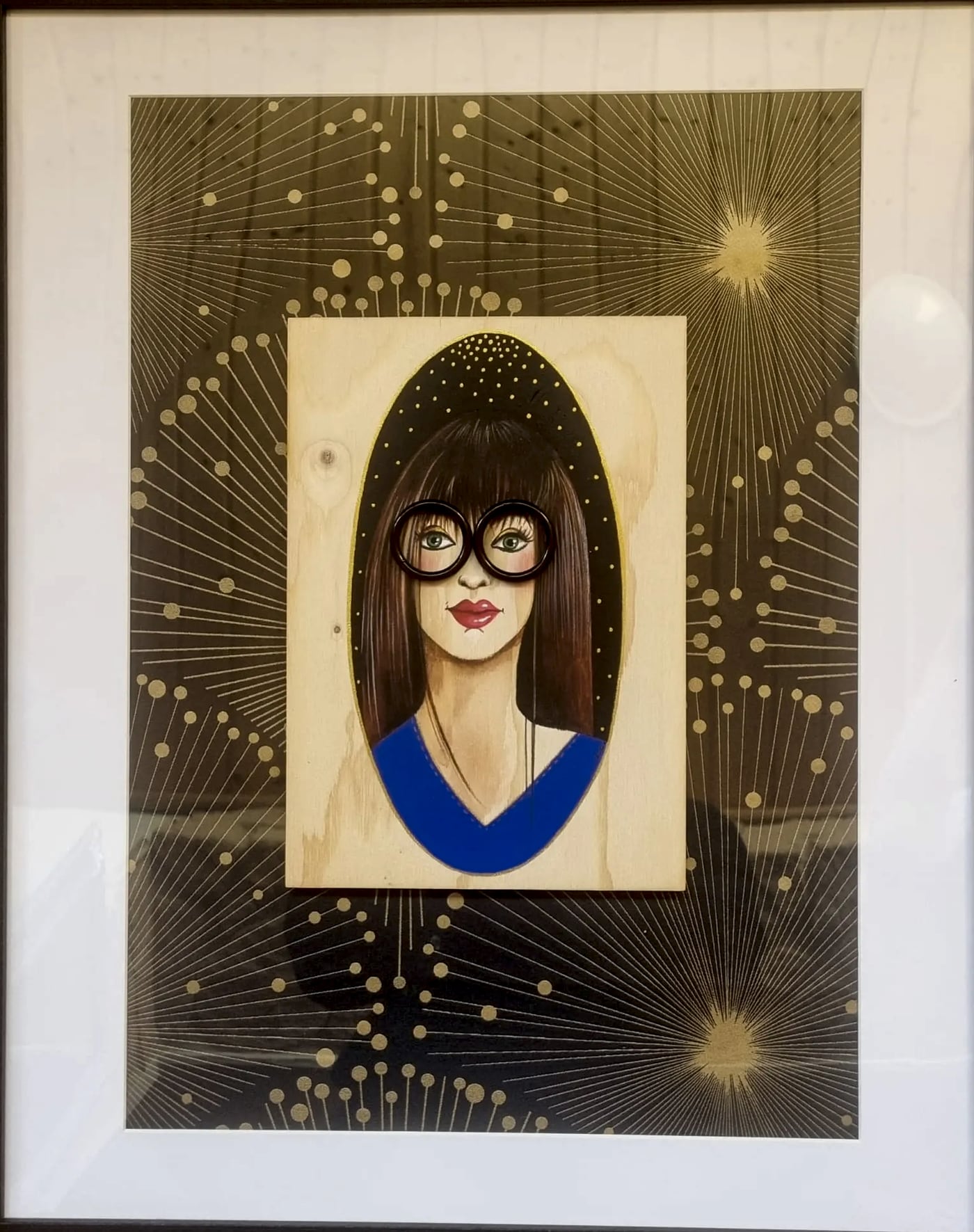 Peinture sur bois n° 5, bois peint à la main, encadré, par Laure C.