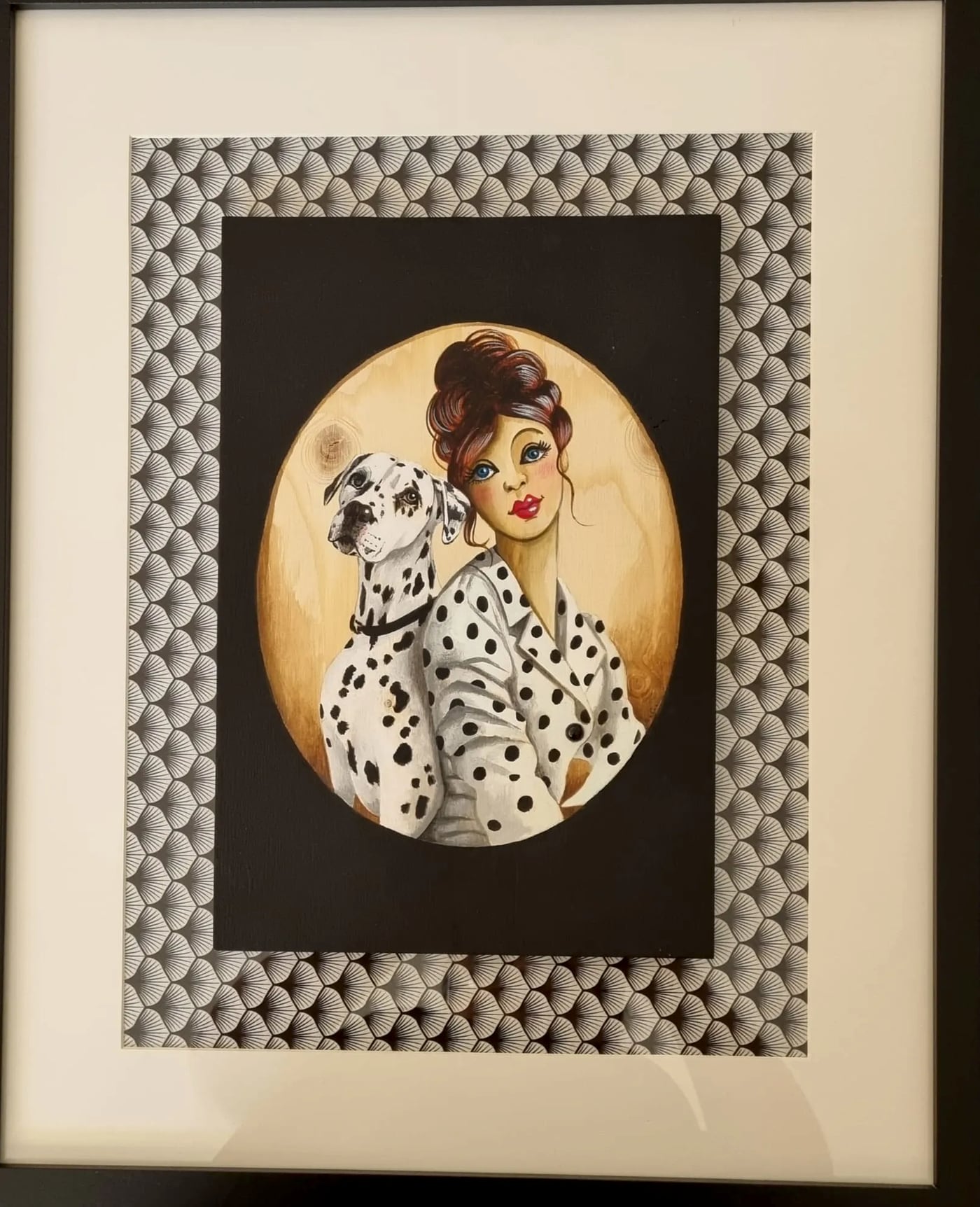 Peinture sur bois n° 4, bois peint à la main, encadré, par Laure C.