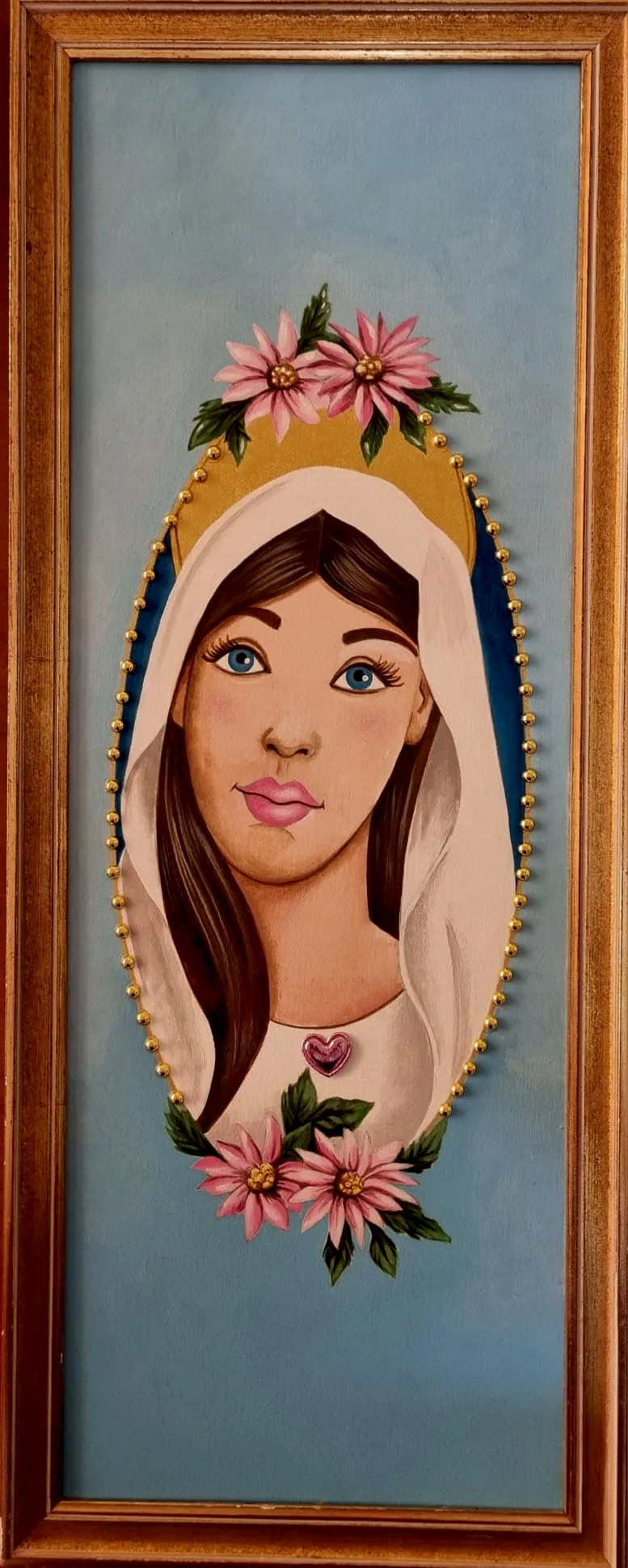 Madone n° 5, peinture à la main, encadrée, par Laure C.