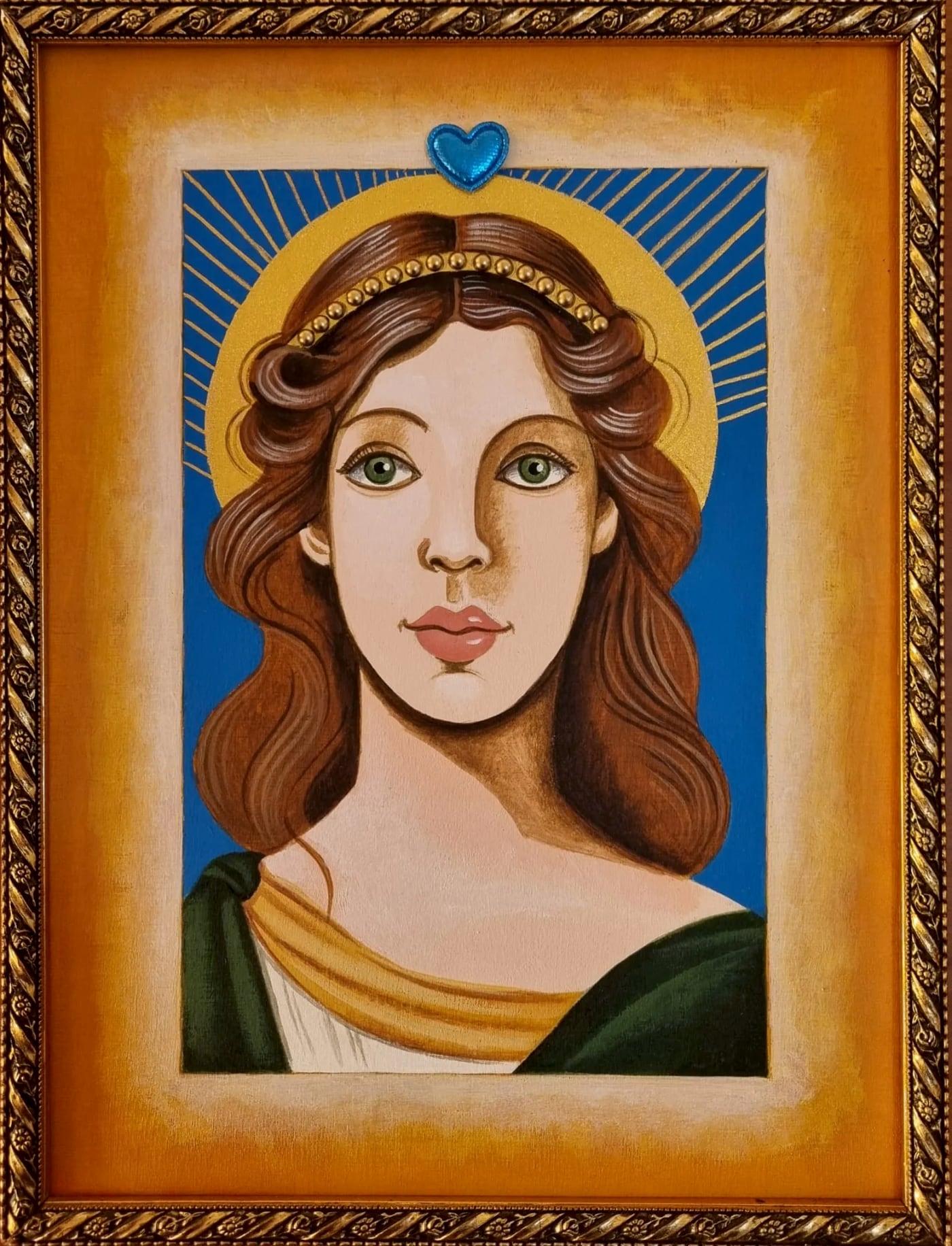 Madone n° 4, peinture à la main, encadrée, par Laure C.