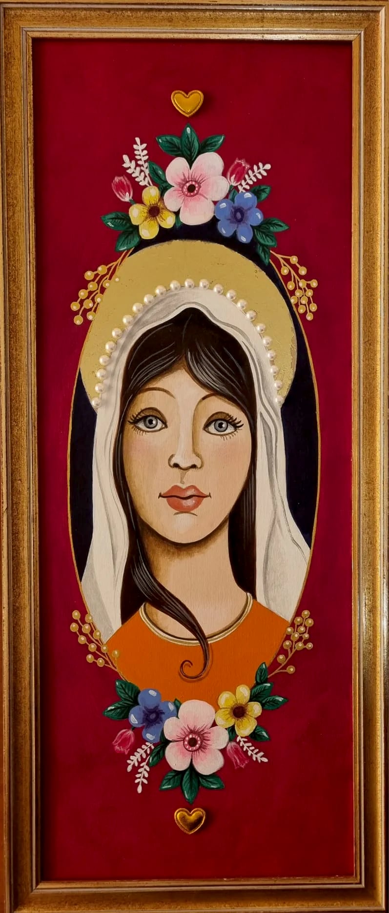 Madone n° 8, peinture à la main, encadrée, par Laure C.