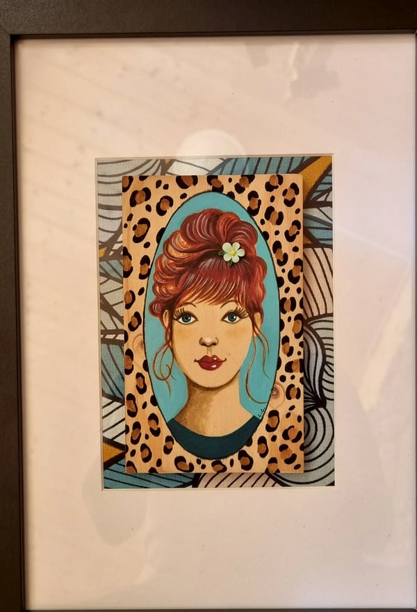 Peinture sur bois n° 1, bois peint à la main, encadré, par Laure C.