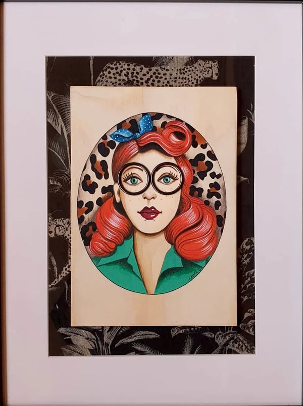 Peinture sur bois n° 20, bois peint à la main, encadré, par Laure C.
