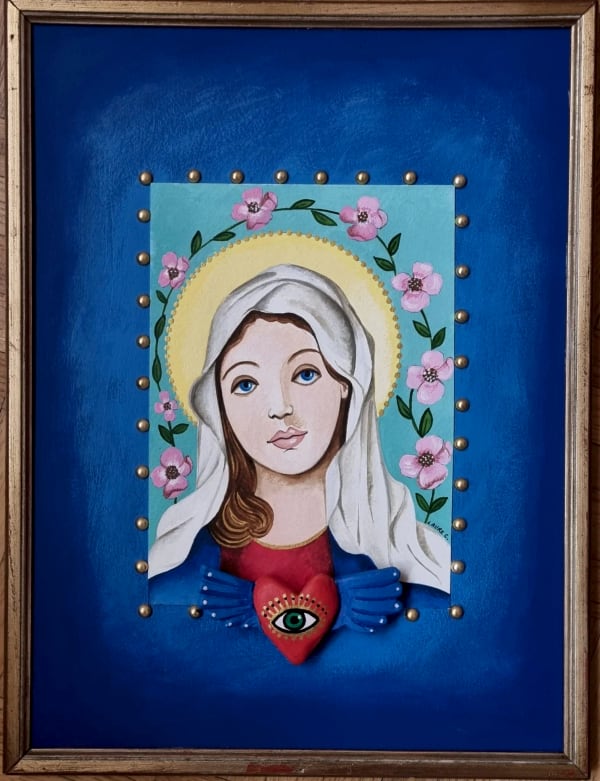 Madone n° 1, peinture à la main, encadrée, par Laure C.