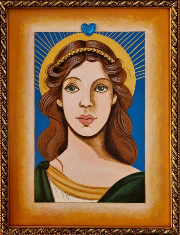 Madone n° 4, peinture à la main, encadrée, par Laure C.