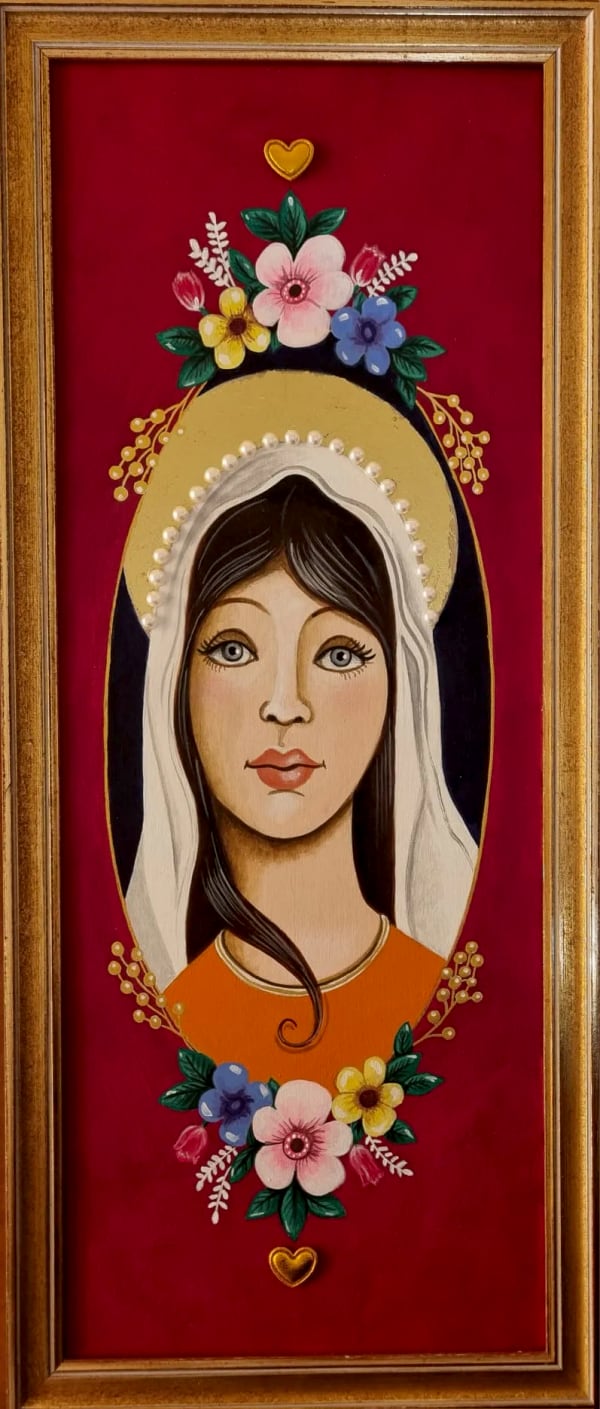 Madone n° 8, peinture à la main, encadrée, par Laure C.