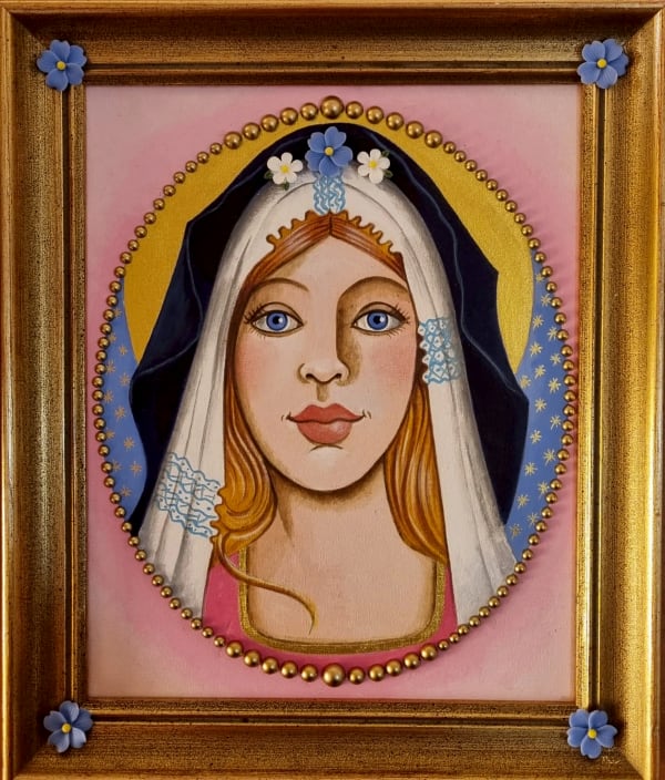 Madone n° 6, peinture à la main, encadrée, par Laure C.